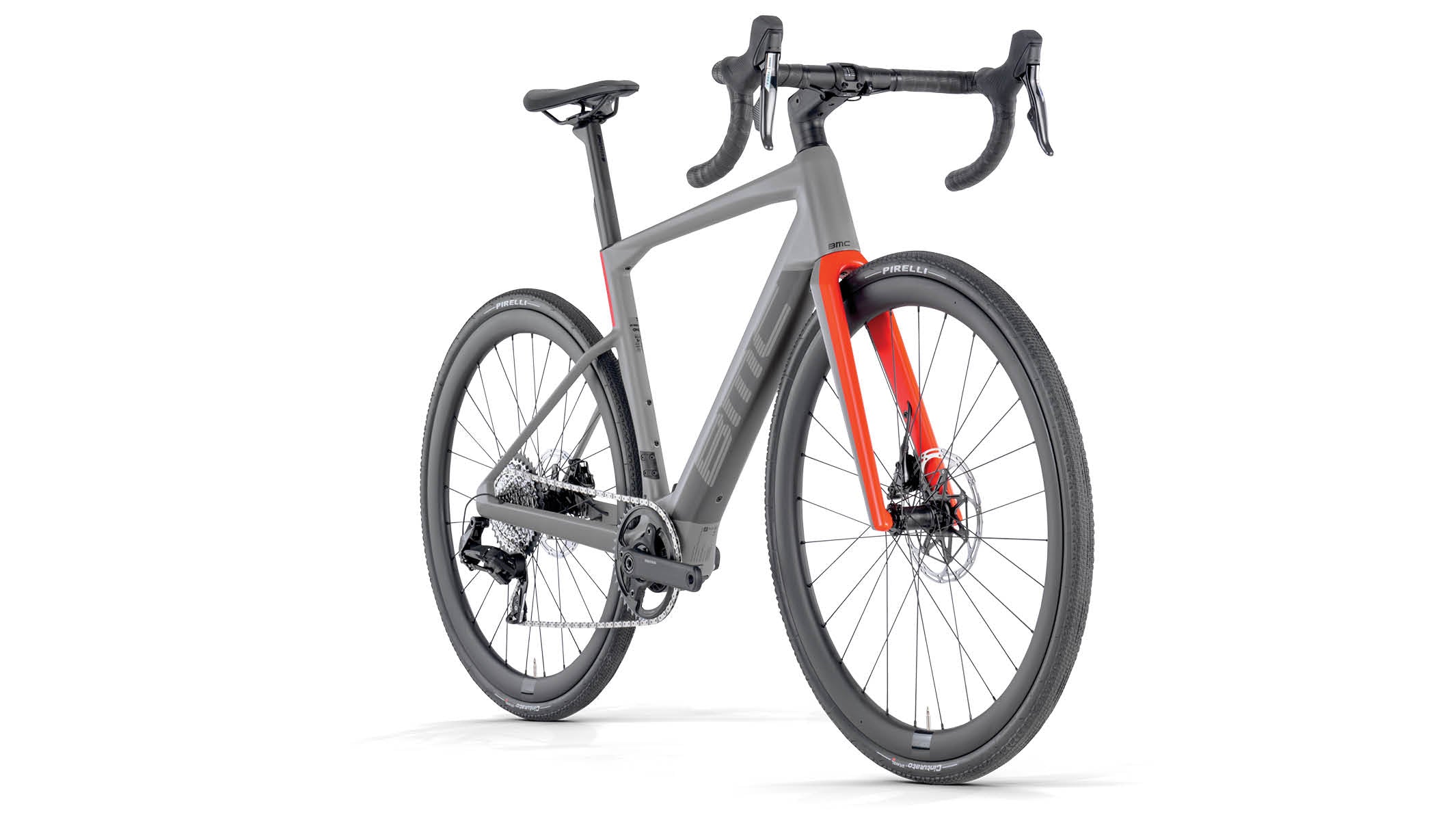 BMC Bikes | Roadmachine 01 AMP X ONE USA RHINO GREY / NEON RED